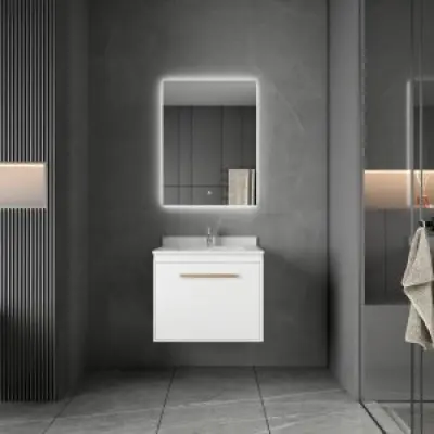 Badrumsmöbler Nova 60 cm - Vit&Mässing