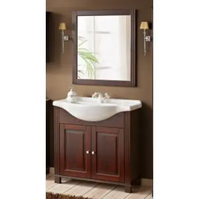 Badrumsmöbler Retro Medium - Mörkbrunt trä + 2.00 x Badrumskrok