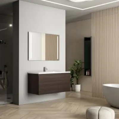 Badrumsmöbler Veda - Valnöt + Toalettpappershållare