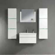 Badrumsmöbler Venice 60 cm - Vit med LED-belysning + Toalettpappershållare