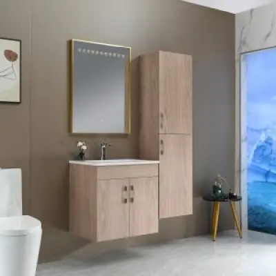 Badrumsmöbler Wood Haven - Ljus trä + Toalettpappershållare