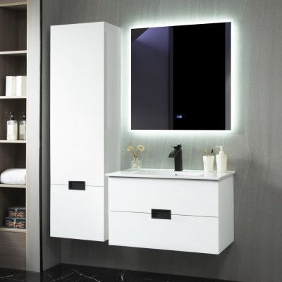 Badrumspaket | Kommod 100cm | Sidoskåp& LED-spegel