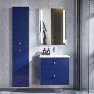 Badrumspaket | Kommod 60cm | LED-spegel och högskåp | Blå