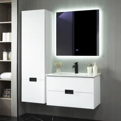 Badrumspaket | Kommod 60cm | Sidoskåp&LED-spegel