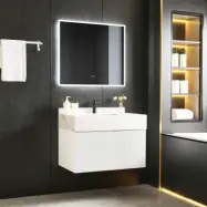 Badrumspaket 100cm | Tålig sintrad sten | LED-spegel | Cirrus White