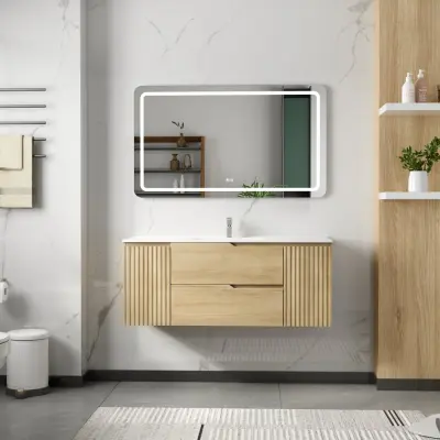 Badrumspaket 120 cm | LED-spegel med anti-fog&dimmer | Milan