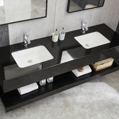 Badrumspaket 150cm | Dubbla handfat och speglar | Kompositsten