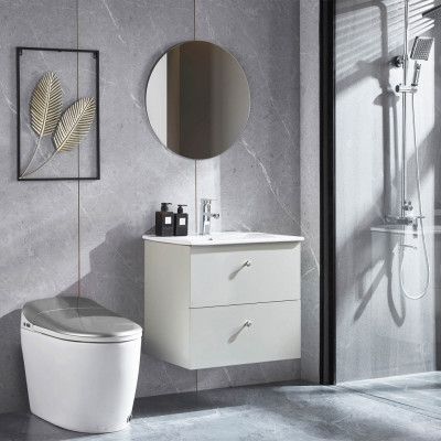 Badrumspaket 60cm | Kommod med handfat | Spegel& blandare