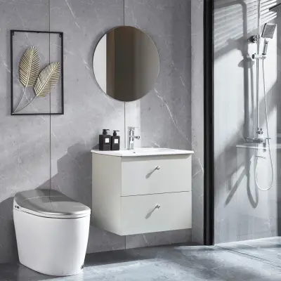 Badrumspaket 60cm | Kommod med handfat | Spegel& blandare