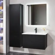 Badrumspaket 80cm | Kommod& sidoskåp i tålig MDF | LED-spegel