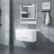 Badrumspaket 80cm | LED-belysning | Kommod, handfat och spegel