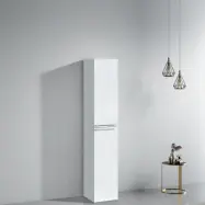 Högskåp badrum 180x30cm | Fyra hyllplan | Golvstående | Vit