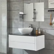 Kommod 100cm | Komplett med tvättställ& badrumsspegel