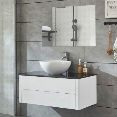 Kommod 100cm | Komplett med tvättställ& badrumsspegel