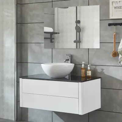 Kommod 100cm | Komplett med tvättställ& badrumsspegel