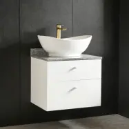 Kommod 60cm | Bänkskiva i marmor | Med tvättställ | Cauda