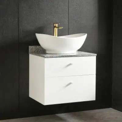 Kommod 60cm | Bänkskiva i marmor | Med tvättställ | Cauda