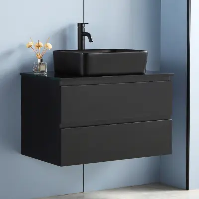 Kommod 80cm | Med tvättställ i svart design | Nimbus