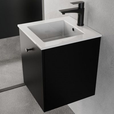 Liten kommod 40cm | Nedsänkt handfat | Vilmer svart