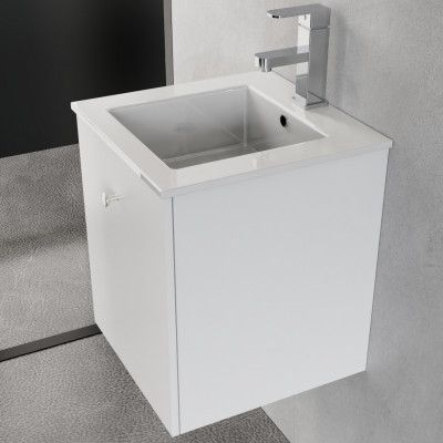 Liten kommod 40cm | Nedsänkt handfat | Vilmer vit