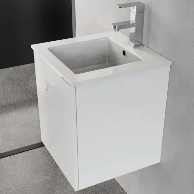 Liten kommod 40cm | Nedsänkt handfat | Vilmer vit