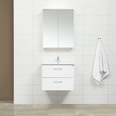 Möbelpaket 4AQUA Slim Vit 60 med Lådor och Spegelskåp