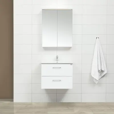 Möbelpaket 4AQUA Slim Vit 60 med Lådor och Spegelskåp