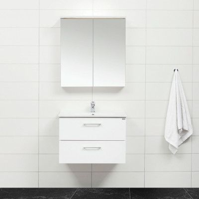 Möbelpaket 4AQUA Slim Vit 80 med Lådor och Spegelskåp