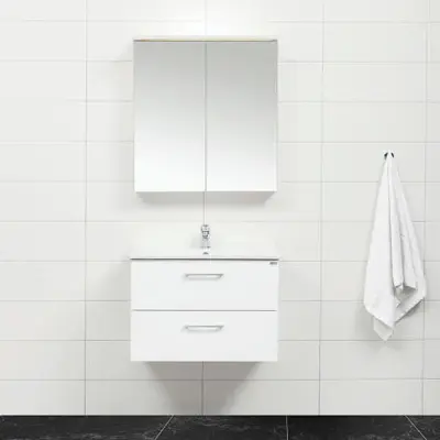 Möbelpaket 4AQUA Slim Vit 80 med Lådor och Spegelskåp