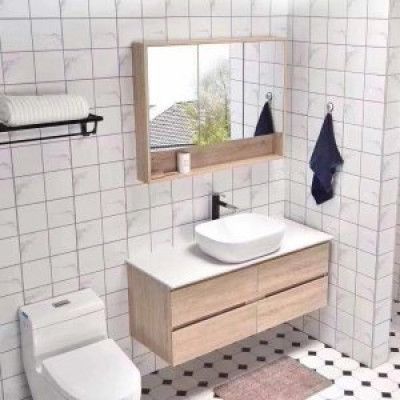 Badrumsmöbler Budapest - Ljus träimitation