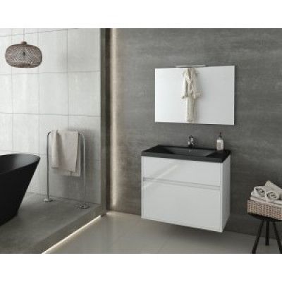 Badrumsmöbler Instinct 80 - Vitt/Svart med spegel