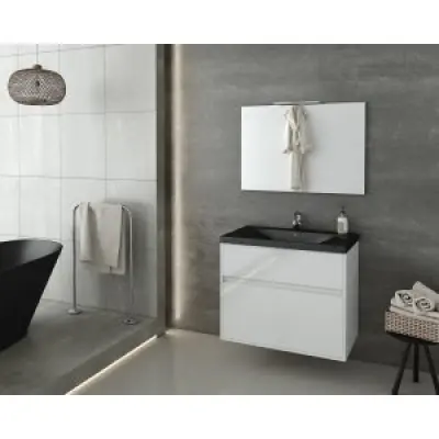 Badrumsmöbler Instinct 80 - Vitt/Svart med spegel