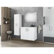 Badrumsmöbler Ionian 75 - Vitt med spegel och sidoskåp
