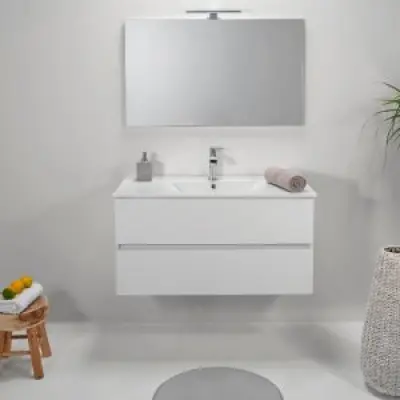 Badrumsmöbler MF-2114 - Tvättställ med spegel - Badrumspaket, Badrumsmöbler