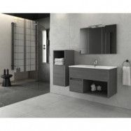 Badrumsmöbler Sorrento 85 - Grafitfärgat med spegel- & sidoskåp