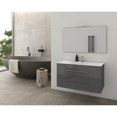 Badrumsmöbler Torino 90 - Antracitfärgat med spegel
