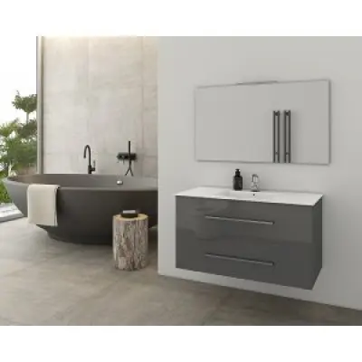 Badrumsmöbler Torino 90 - Antracitfärgat med spegel