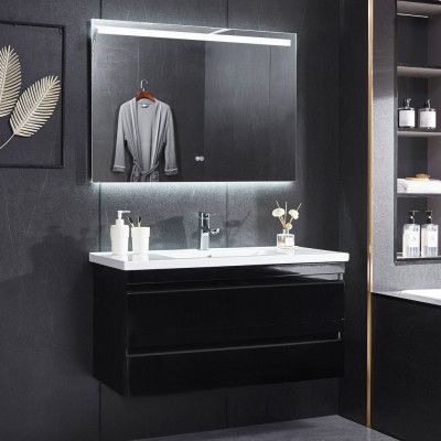 Badrumsmöbel 100cm | Kommod och LED-spegel | Blandare ingår