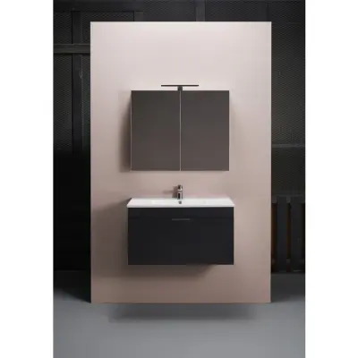 BADRUMSMÖBEL GO 800 SVART MED SPEGELSKÅP | Beijerbygg Byggmaterial