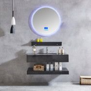 Badrumsmöbel marmor 80cm | LED-spegel med bluetooth