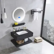 Badrumsmöbel marmor 80cm | LED-spegel med bluetooth