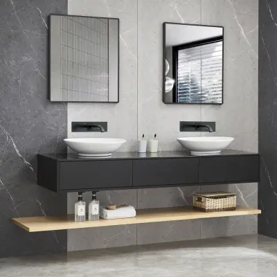 Badrumspaket | Kommod 180cm | Dubbelhandfat | Dubbla speglar