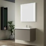 Badrumspaket 60 cm  Kommod&keramiskt tvättställ med LED-spegel | Mjukstängning | Modern design