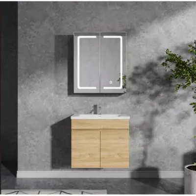 Badrumspaket 60 cm | LED-spegel med skåp | MDF | Nina