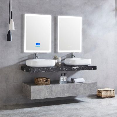 Badrumspaket marmor 150cm | Dubbelhandfat | LED-spegel