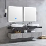 Badrumspaket marmor 180cm | LED-spegel | Dubbla handfat