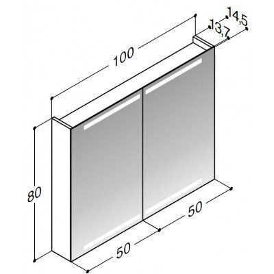 Dansani Spegelskåp 100 Belysning i Topp & Botten Lava