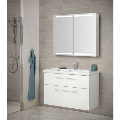 Dansani Spegelskåp 100 Belysning i Topp & Botten Vit HG