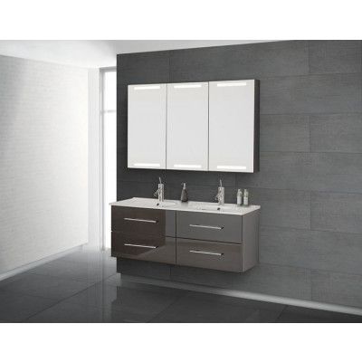 Dansani Spegelskåp 120 Belysning i Topp & Botten Grå HG