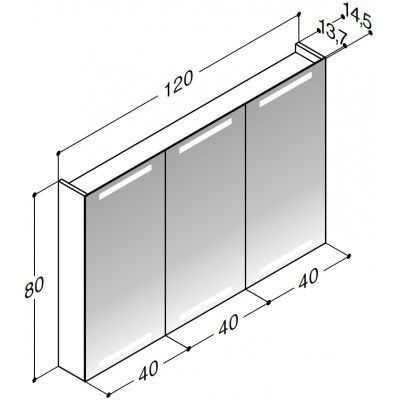 Dansani Spegelskåp 120 Belysning i Topp & Botten Vit HG